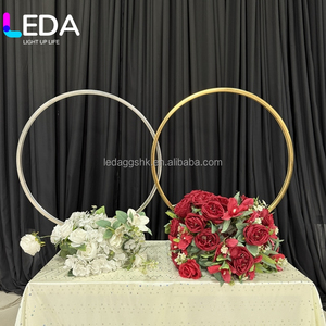 LEDA Hot Circle Iron Flower Stand Wedding <b>Table</b> Decoration Gold Double Circle Center Pieces Flower Stands For Wedding Decoration - Product Image 2