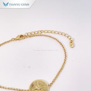 Bracelet Minimaliste en Or et Cuivre Tianyu Gems avec Charme de Pièce de Monnaie Boussole en Zircon, Bijoux Casual à Porter au Quotidien - Product Image 3