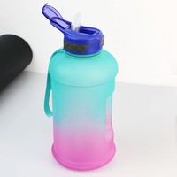 Bouteilles d'eau souples en plastique avec logo, grande gourde pour adulte avec paille et poignée, bidon d'eau en plastique de 1,3 litre