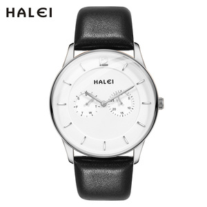 ดรอปชิปปิ้ง HALEI นาฬิกาควอตซ์ของแท้รุ่นใหม่ กันน้ำ 3BAR สายหนัง ดีไซน์มินิมอล แสดงวันแบบอนาล็อก กลไกญี่ปุ่น - Product Image 5