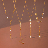 Collier en acier inoxydable plaqué or 18 carats en forme de Y avec pendentif en zircon, bijoux de mode pour femmes, pendentif empilable