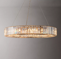 Lustre rond en cristal de luxe, grande taille 60 cm/80 cm/100 cm, personnalisable, pour hall d'hôtel, salle de bain, salon