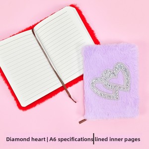 Cuaderno de Doble Corazón con Incrustaciones de Diamantes, Tapa Dura, Encuadernación Térmica, Colorido, con Peluche, A3, para el Día de San Valentín - Product Image 4