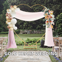 Arche de mariage en métal en forme de cœur, support de toile de fond doré en forme de cœur pour la cérémonie de mariage, la fête, la décoration de photomaton