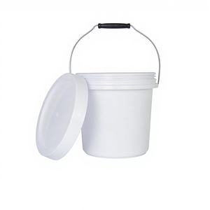 Seau à peinture cylindrique en plastique PP écologique de 1 gallon avec poignée métallique, couleur blanche, option logo personnalisé, pour stockage de peinture - Vente en gros - Product Image 1