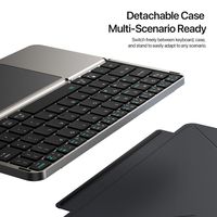Clavier sans fil ultra-fin JOMAA IBOX-11 BT, pliable, rechargeable, avec pavé tactile et support pour ordinateur portable, tablette et téléphone
