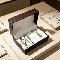 Boîte de rangement pour montres et bijoux en cuir PU protecteur, 5 pièces, boîte cadeau pour montres mécaniques, colliers, bagues
