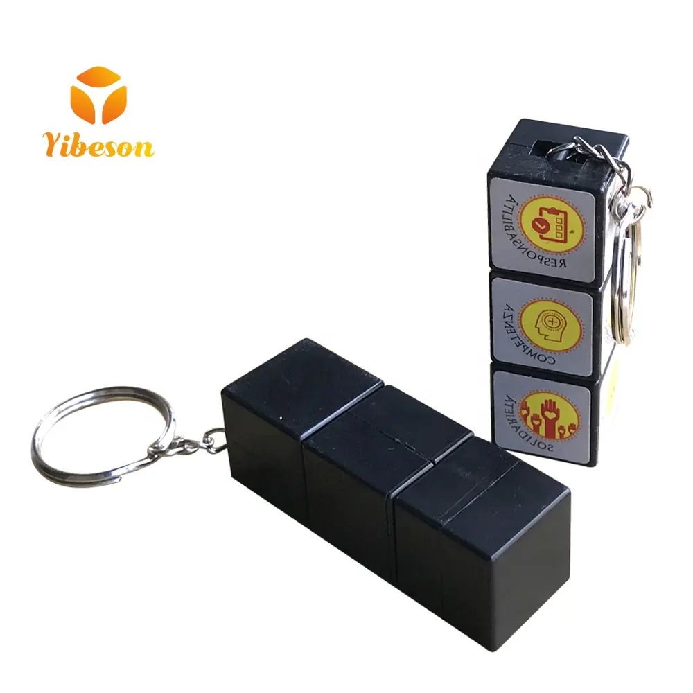 1x1x3 OEM logo educational magical puzzle game toy ABS plastic reading cube magic game with keychain