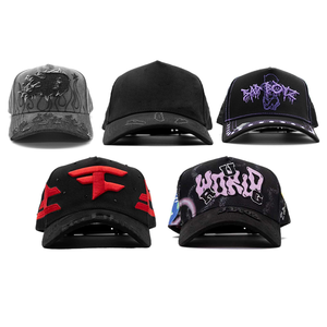 Manufacturer <strong>Custom</strong> <strong>5</strong> Panel a Frame Blank Curved Brim Personalized Suede B Star Gorras Baseball Hat with Embroidery logo - Product Image 6