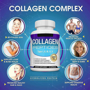 Collagène en peptides 1800 mg par portion, 90 capsules, types I, II, III, V, X, soutient les articulations, les os, la peau, les cheveux et les ongles - Product Image 3