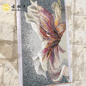 Handmade Art <strong>Pattern</strong> Hanging Mural <strong>Mosaic</strong> 4mm Thick Glass <strong>Tile</strong> For Bathroom Wall - Product Image 1