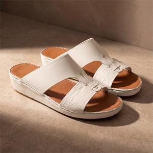 Customized Exotic Arabic Slippers Men Luxury Cow Leather <b>Slides</b> slippers Handmade Footwear Factory Shoes for Men Eid 2026 - Product Image 1