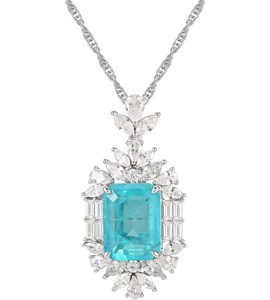 Collar de Plata 925 con Cristal Paraiba, Elegante y Lujoso para Fiestas, Uso Diario, Cumpleaños, un Gran Regalo Sorpresa para Chicas - Product Image 1