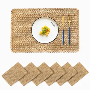 Cup Coasters For Drink Jute Handmade Placemat Thanksgiving Placemats Set Of 8 Dark Brown Rattan Round christmas Fabric