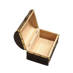 <span class=keywords><strong>Coffre</strong></span> au trésor en bois et cuir Boîte à bijoux en bois avec loquet, Boîte artisanale en bois vintage faite à la main pour bijoux, jouets, - Product Image 3