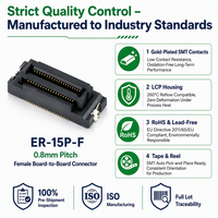 Connecteur Board-to-Board (BTB) ER-15P-F, Prise Femelle, Pas de 0,8 mm, 2x15P 30P Double Rangée, SMT LCP, Plaqué Or, 0,3A, Conformité RoHS