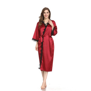 Robe longue de mariée sexy en gros, peignoir de luxe en soie satinée <span class=keywords><strong>et</strong></span> dentelle, robe personnalisée en satin pour mariée, <span class=keywords><strong>spa</strong></span> nuptial - Product Image 5