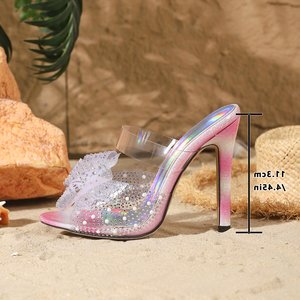 Nouvelles sandales d'été 2026 à talons hauts et bout ouvert pour femmes, avec nœud en strass dégradé et lanières, très tendance - Product Image 6