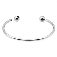 Nouvelle arrivée en gros ouvert manchette Bracelet bricolage en acier inoxydable bijoux en perles fines pour les femmes Fit perles de charme trois tailles différentes