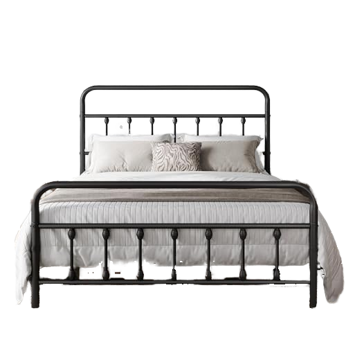 Q Black Classic Metal Headboard Bed Frame