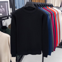 Pull en maille mélangée de nylon pour homme 6664, col rond, manches longues, décontracté, ample, couleur unie, chaud et doux pour l'automne