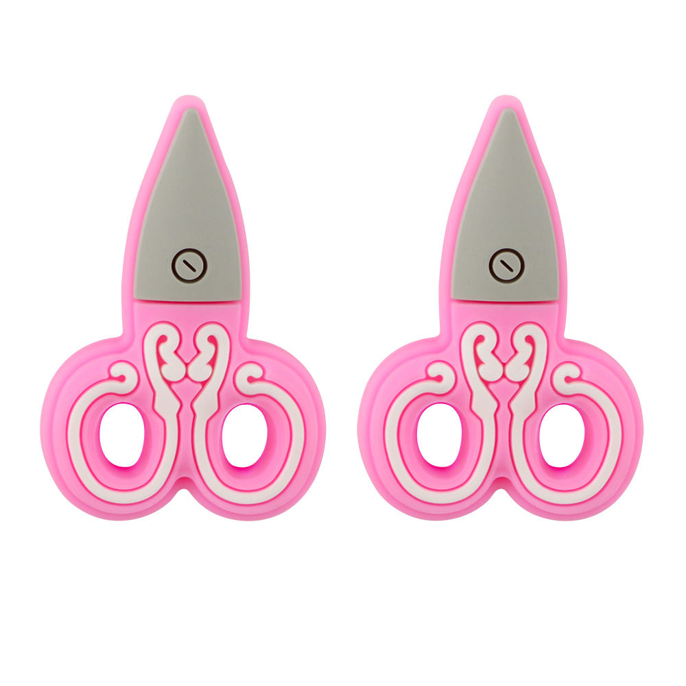 Scissors silicone beads Pink SA380