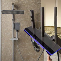 Robinet thermostatique numérique intelligent pour hôtels de luxe, mitigeur mural à poignée unique, mitigeur céramique, douche pluie, 3 jets de massage, pause, douceur