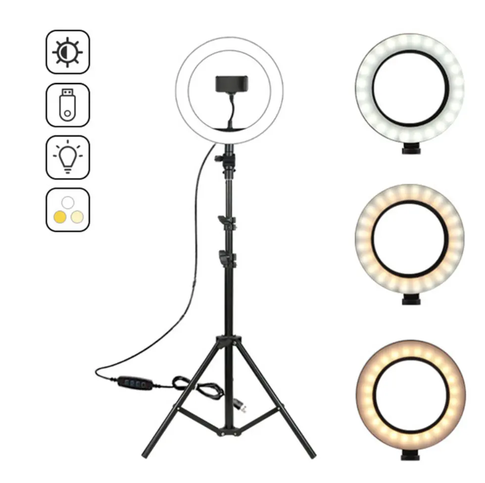 Tiktok YouTube видео 10 дюймов кольцо света цена штатив-Трипод стойка кольцевой осветитель на светодиодах (LED) для селфи с держателем для мобильного телефона