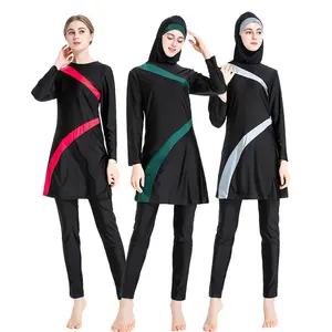 2021 Langarm muslimischer Badeanzug plus Größe Bade bekleidung Frauen Bade bekleidung Nylon Schwimmen Femme Badeanzug Beach wear