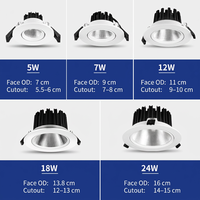 Spot encastré LED COB pour plafond, orientable, avec boîtier en aluminium, pour usage domestique et commercial