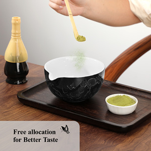Japanese 4-Piece Ceramic Matcha <b>Tea</b> <b>Set</b> with Butterfly Design Bowl & PP Whisk for Traditional <b>Tea</b> Ceremony - Product Image 5