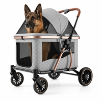 Poussette pour chien de grande taille, robuste, 55 kg, pliage à une main | Poussette pour animaux de compagnie avec cadre en acier et aluminium, roue avant pivotante en EVA, OEM ODM, vente en gros