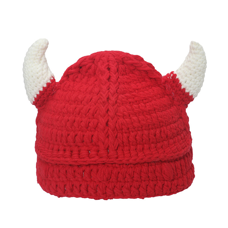 Bonnet Bébé Tricoté Main - Motif Cornes De Viking - Taille Unique 0-2 Ans - Cadeau Original - 9