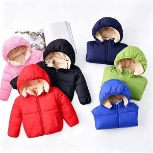 Vestes d'hiver en duvet imperméables sur mesure pour enfants, style varsity léger à <span class=keywords><strong>capuche</strong></span> pour garçons et filles, vêtements d'extérieur chauds en coton - Product Image 1