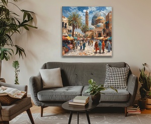 Peintures à l'huile modernes personnalisées, peintes à la main, traits de pinceau, rue de la ville, marché, <span class=keywords><strong>architecture</strong></span> arabe, impressions sur toile pour projets artistiques - Product Image 4