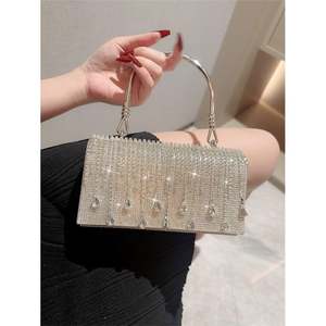 Borsa con Strass Scintillante, Borsetta Argento con Diamanti per Donne, Elegante Borsa da Sera con Strass, Borsa a Tracolla - Product Image 4