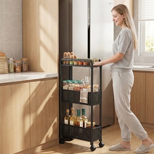 Étagère de rangement d'angle mobile à trois niveaux en plastique, multifonctionnelle, pour la maison, la <span class=keywords><strong>cuisine</strong></span>, les collations - Product Image 6