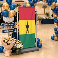 Toile de fond pliable en polyester avec imprimé drapeau du Ghana, disponible en plusieurs tailles, pour fêtes à thème à domicile, cabines photo et réunions de famille