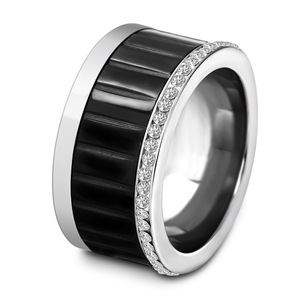 Fashion <b>Ring</b> 11mm Diamond Encrusted Stainless Steel <b>Titanium</b> Geometric Design Unisex Gift Jewelry - Product Image 1