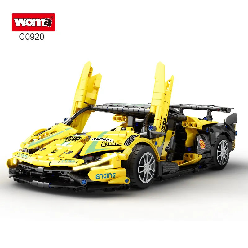 WOMA TOY Student Boy Technic Machinery Speed Remote Control Racing Car Model Lamplight STEM Building Block Bricks Moc 1:14 Car