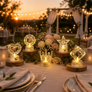 Velas <span class=keywords><strong>LED</strong></span> sin Llama con Forma de Corazón, Estrella, Corona, Flor y Múltiples Formas, Resistentes al Viento, para Decoración de Bodas, Cumpleaños, Bares y Fiestas, Venta al Por Mayor - Product Image 1