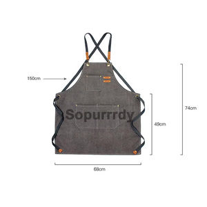 Custom Logo Kitchen <b>Aprons</b> Canvas Cross Back Chef <b>Aprons</b> for Men Women Large Pockets Heavy Duty Adjustable <b>Work</b> <b>Apron</b> - Product Image 2