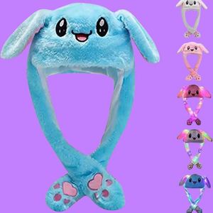 Chapeau de lapin en peluche anime avec oreilles mobiles, lumières LED, chapeau d'hiver coloré et chaud pour Noël - Product Image 1