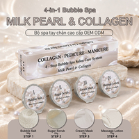 Kit de manucure et pédicure en 4 étapes, masque au lait perlé et au collagène, exfoliant, éclaircissant, gommage pour salon de manucure professionnel