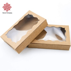 Boîtes en papier kraft avec fenêtre pour gâteaux, desserts, biscuits, pâtisseries, emballage recyclable, impression quadricolore, personnalisable, carton blanc - Product Image 3
