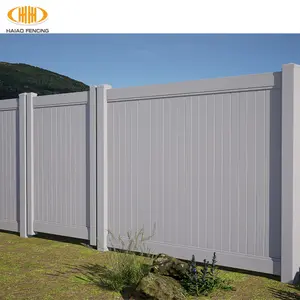 Painel de cerca de plástico vinil cinza escuro, 6 pés x 8 pés, resistente a UV, poste de cerca de plástico flexível para jardim e trilhos