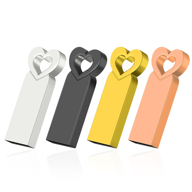 Metal USB Flash Drive High-Speed Waterproof Love Heart Cute Design 1-Year Warranty