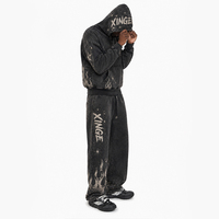 Ensemble de survêtement vintage délavé pour homme, sweat-shirt à capuche et pantalon de survêtement surdimensionnés, streetwear, ensemble deux pièces
