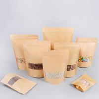 Pochettes debout en papier kraft brun zippé et blanc avec fermeture éclair pour emballage alimentaire sacs à fermeture éclair avec fenêtre