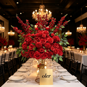 Centrotavola Floreale Realistico Personalizzato per Matrimoni, Stile Moderno, Rose Rosse Artificiali Fatte a Mano in Seta, per Ringraziamento e Laurea - Product Image 5
